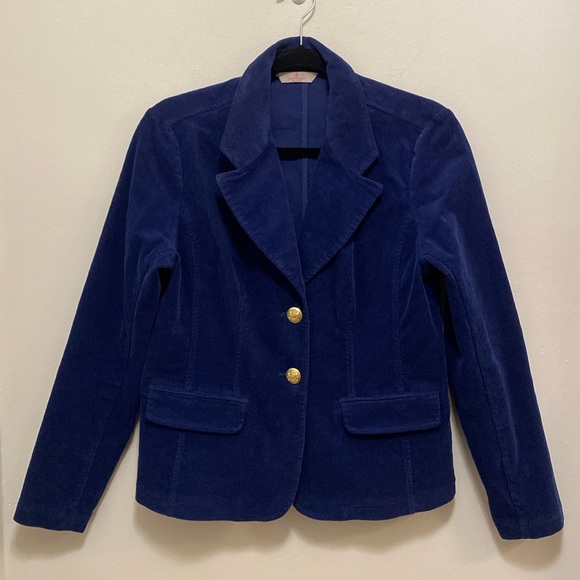 Laurie Felt Navy Corduroy 2-Button Blazer Jacket - Picture 2 of 5